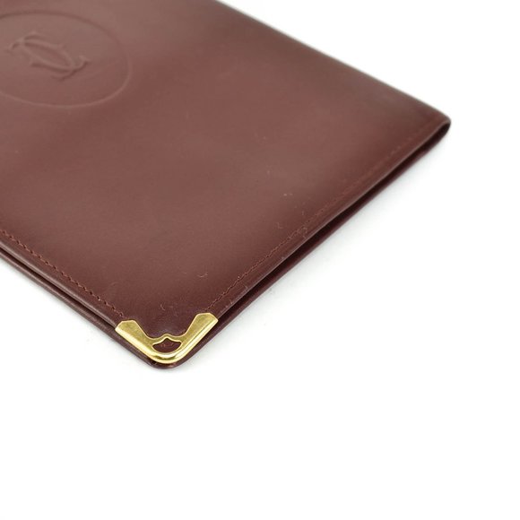 CARTIER: Burgundy Leather Double C Logo Wallet nz - Picture 4 of 8